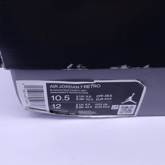 Nike Air Jordan 7 VII Retro Citrus CU9307-081 Black Orange Size 10.5 Pre Owned - Picture 16 of 16